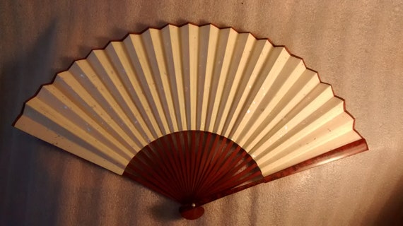 Vintage hand fan, Chinese Hand Painted Fan with c… - image 6