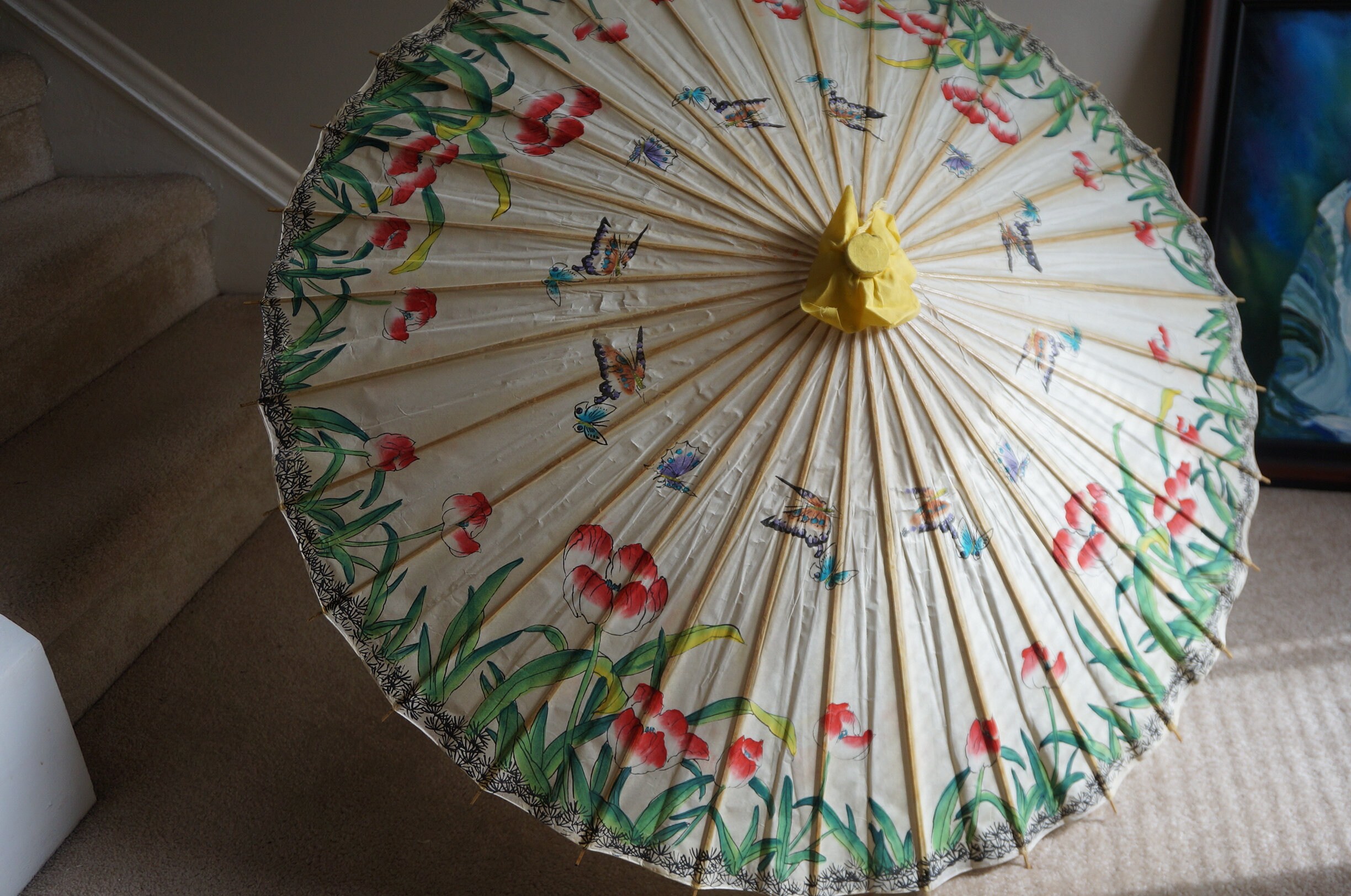 Vintage paper bamboo umbrella & Bamboo Parasol Rice Paper Etsy
