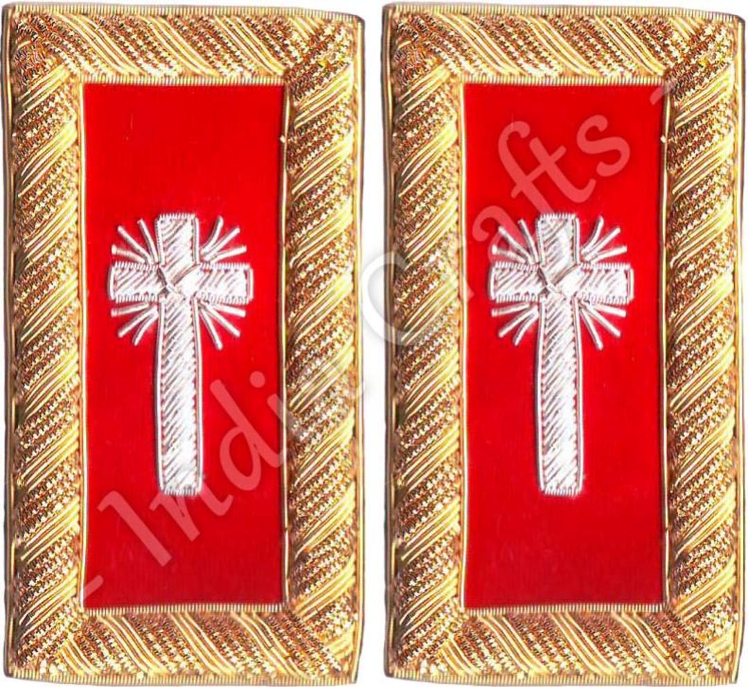 Masonic Knight Templar Shoulder Boards Pair Hand Embroidered - PAST ...
