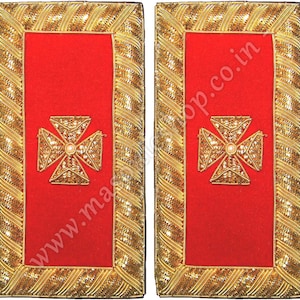 Par de hombreras de caballero templario masónico bordadas a mano - GRAN COMANDANTE