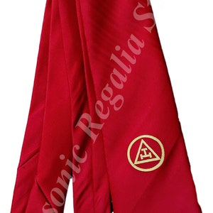 Masonic ROYAL ARCH TIE - Triple Tau Red Woven Jacquard