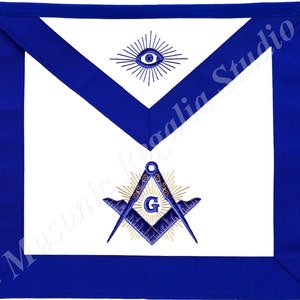 Masonic York Rite Blue Lodge MASTER MASON APRON with Radiant G Hand Embroidered