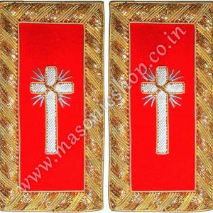 Par de hombreras de caballero templario masónico bordadas a mano - PASADO COMANDANTE