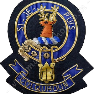 Scottish Clan Crest Badge Patch HAND EMBROIDERED - COLQUHOUN