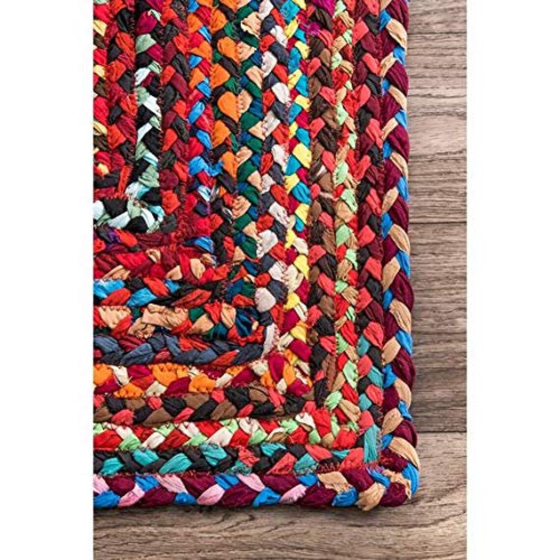 Hand Braided Bohemian Multi Color Cotton Area Rug Rag Rugs Etsy
