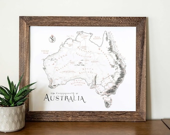 Australia Map Hand drawn fantasy Map for Home Decor