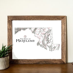Maryland Map Hand drawn fantasy Map for Home Decor
