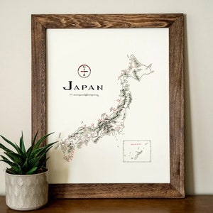 Japan (English) Map Hand drawn fantasy Map for Home Decor