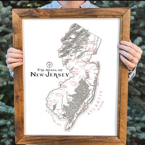 New Jersey Map Hand drawn fantasy Map for Home Decor