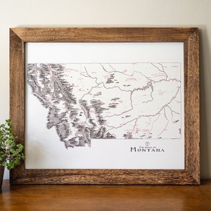 Montana Map Hand drawn fantasy Map for Home Decor