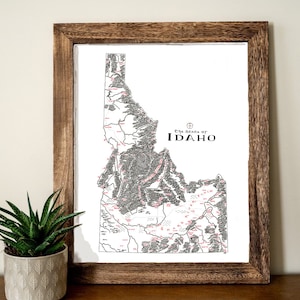 Idaho Map Hand drawn fantasy Map for Home Decor