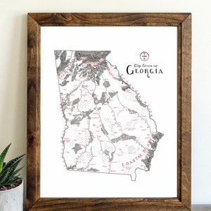 Georgia Map Hand drawn fantasy Map for Home Decor