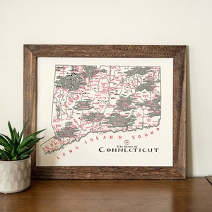 Connecticut Map Hand drawn fantasy Map for Home Decor