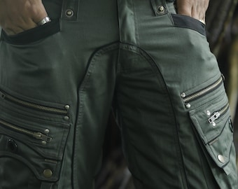 Men's Olive Cotton Twill Utility Shorts | 14+ Pockets