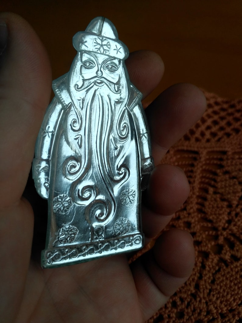 Cute Soviet Christmas Tree Decorations 1950s Onrament. Santa Claus and Snow Maiden Christmas Decoration USSR Cardboard Xmas Ornament