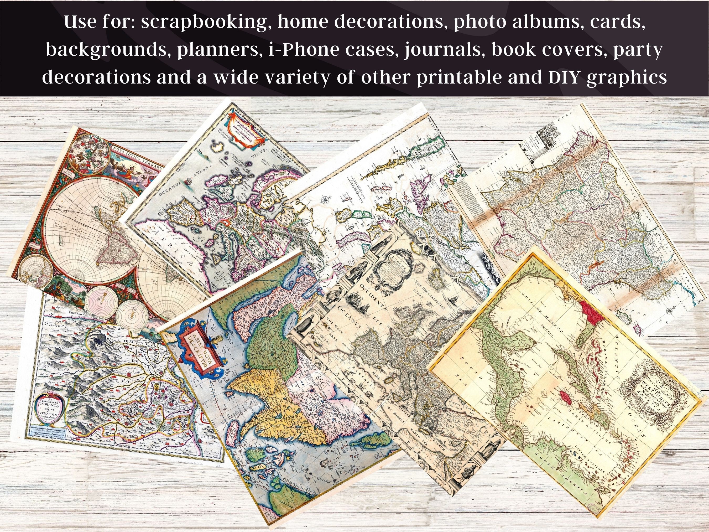 25 Antique Map Images | Medieval Renaissance Maps Set 4 | Scrapbook ...