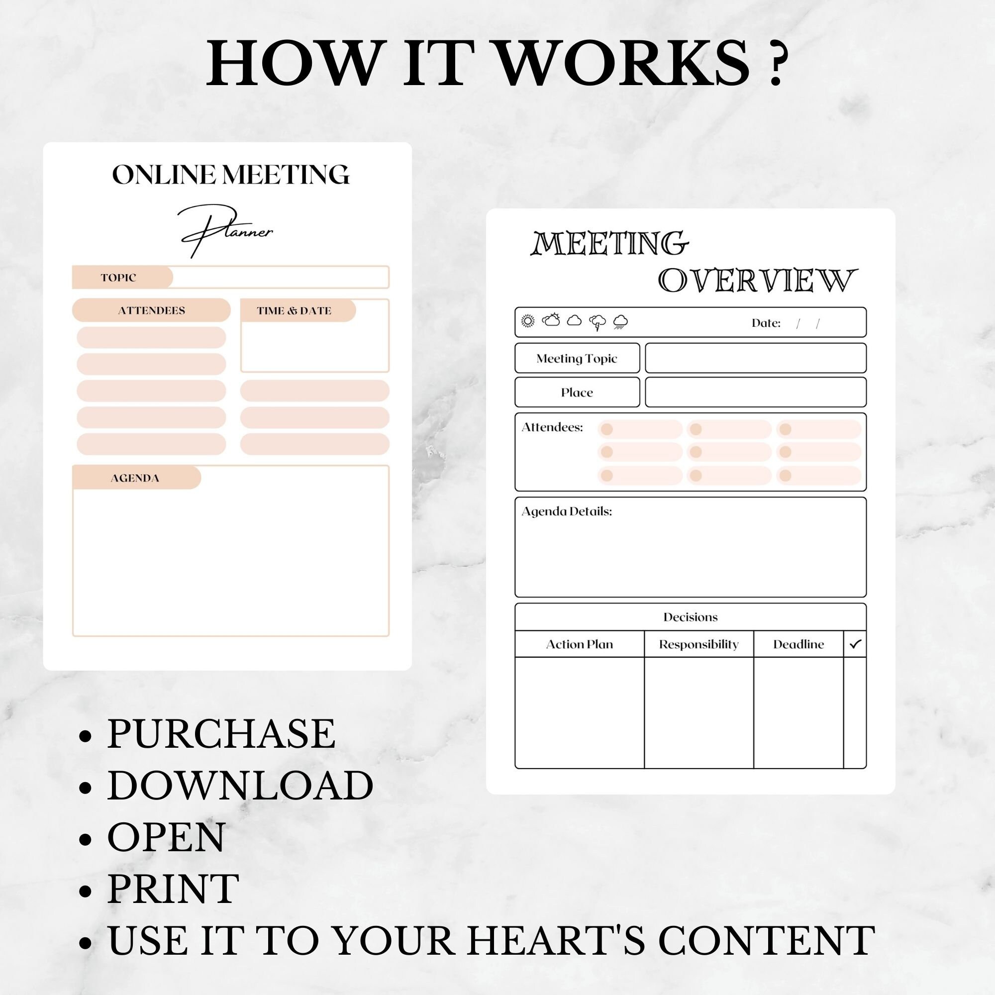 Meeting Planner Printable Digital Meeting Planner Pdf Meeting Journal ...