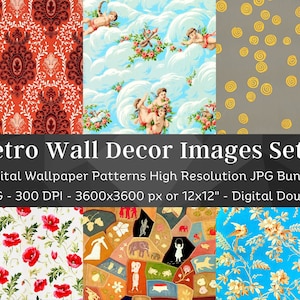 Retro Floral Wallpapers | 20 Digital Vintage Wallpapers V3 | Old Rustic Digital Wallpaper Texture | Scrapbook, Background | Instant Download