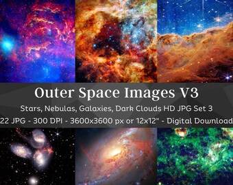 Outer Space Image Bundle N3 | 22 HQ Printable Space Poster Hubble Telescope Art | Astronomy Gifts | Galaxy Universe Space Cosmos Nebula Art