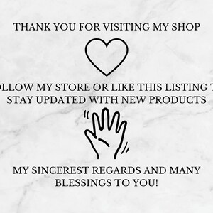 Puede incluir: Gracias por visitar mi tienda. Sigue mi tienda o dale me gusta a esta publicaci&oacute;n para mantenerte actualizado con los nuevos productos. Mis m&aacute;s sinceros saludos y muchas bendiciones!