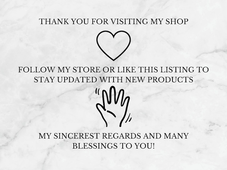 Puede incluir: Gracias por visitar mi tienda. Sigue mi tienda o dale me gusta a esta publicaci&oacute;n para mantenerte actualizado con los nuevos productos. Mis m&aacute;s sinceros saludos y muchas bendiciones!
