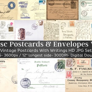 45 postales y sobres varios escritos a mano vintage / Paquete de papel retro / Kit de papel digital antiguo / Efímera postal vintage / Descarga instantánea
