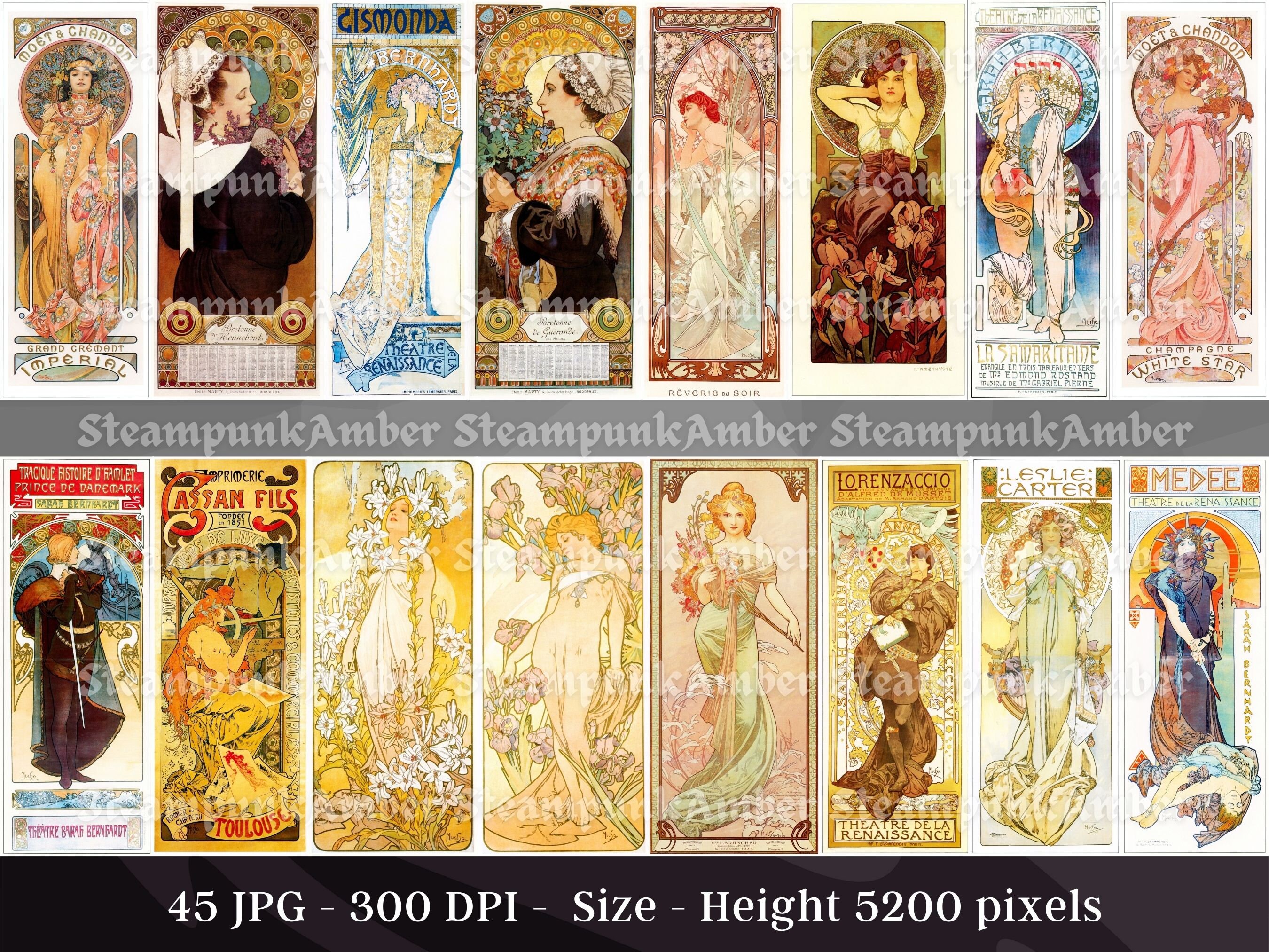 Alphonse Mucha アート作品 2点セット Mucha: Alphonse Mucha Art Nouveau by Sarah Mucha | Chairish