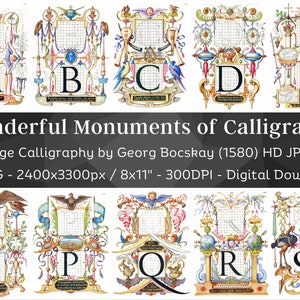 Wonderful Monuments of Calligraphy Image Bundle | 43 Medieval Letters Codex Paper Pages| HQ Vintage Printable Illustration| Digital Download