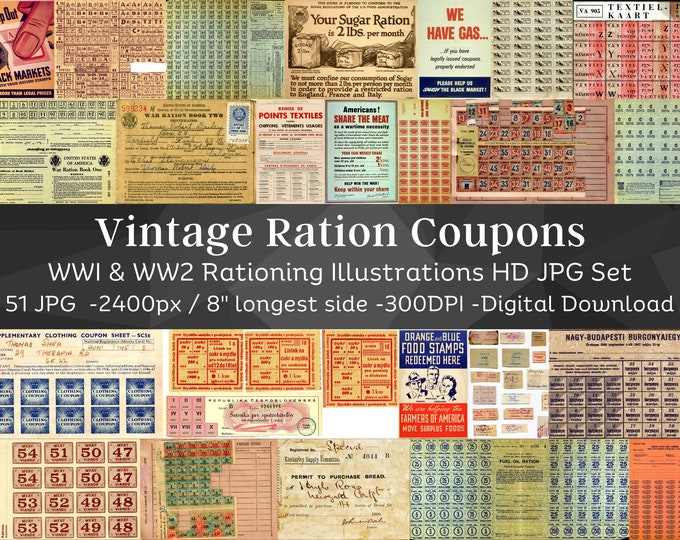 Red Stamps Ration Vintage 1943 U.S. WWII War Ration Book Two With Partial Blue Red Stamps ...