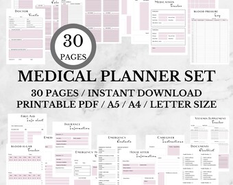Medical Planner Printable | Medication Tracker PDF | Family Health Folder | Health Care Binder | Wellness Journal | Self-care | Letter A4 A5