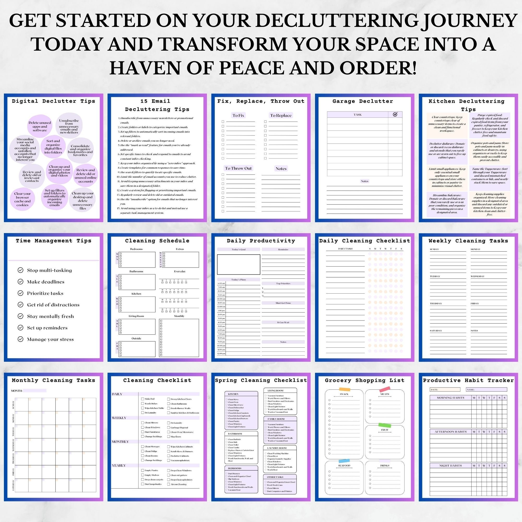 Declutter Planner Decluttering Tips Declutter Challenge Life Organizer ...