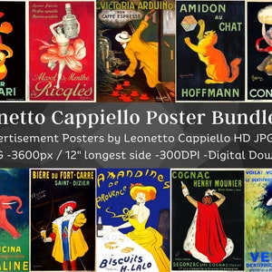 Leonetto Cappiello 36 HQ Artwork Poster Images V2 | 1920s Art Nouveau Chic Style Alcohol Beauty Poster Wall Art Collection| Instant Download