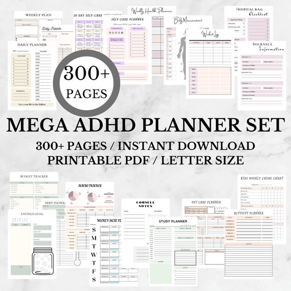 Printable ADHD Planner 2023 | ADHD Bundle | Ultimate Life Organizer | Adhd Journal For Adults | Adhd Productivity Planner| ADHD Organization