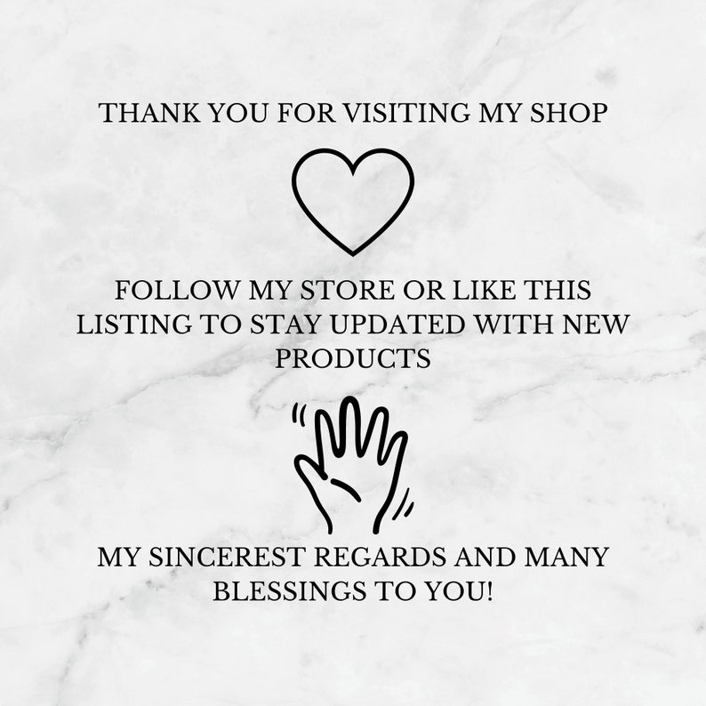 Puede incluir: Gracias por visitar mi tienda. Sigue mi tienda o dale me gusta a esta publicaci&oacute;n para mantenerte actualizado con los nuevos productos. Mis m&aacute;s sinceros saludos y muchas bendiciones!