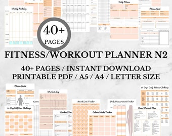 Workout Planner Printable | Fitness Planner Set Pdf | Fitness Journal | Workout Fitness Tracker | Wellness Planner | Weight Loss Challenge