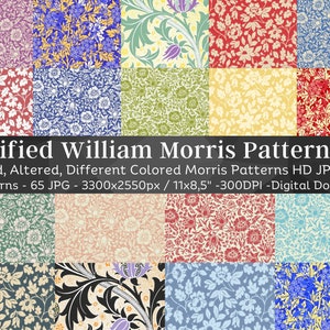 William Morris 65 Set di texture di carta digitale, 4 motivi floreali Art Nouveau / Scrapbook Junk Journal Retro Wallpaper / Download istantaneo Com. Utilizzo