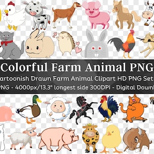 Farm Animal 90 PNG Bundle | Clipart Silhouette PNG | Bull Rabbit Bunny Cat Dog Chicken Cow Horse Pony Pig Sheep Turkey Hen| Digital Download