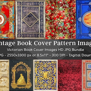 Copertine di libri vintage V1 / 24 JPG HQ Digital Ephemera / Stampabile Scrapbooking & Junk Journaling Sheets / Libri vittoriani Bookmaking/ Com. Utilizzo