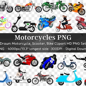 Moto Clipart 24 Pacchetto PNG 2 / Santa Riding Bike Moto Chopper Woman Riding Scooter Sportsbike / Sfondo PNG / Download digitale