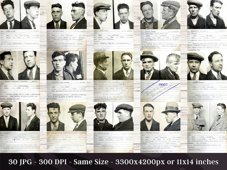 30 Vintage USA Criminal Mugshots HD Image V7 | Prison Mugshot Criminal ...