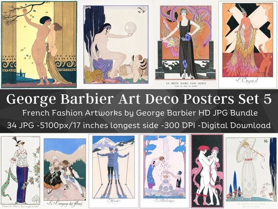 George Barbier French Art Deco Artworks & Fashion Posters Set 5| 34 JPG HQ Digital Image Bundle| 1920s Wall Art Collection| Instant Download