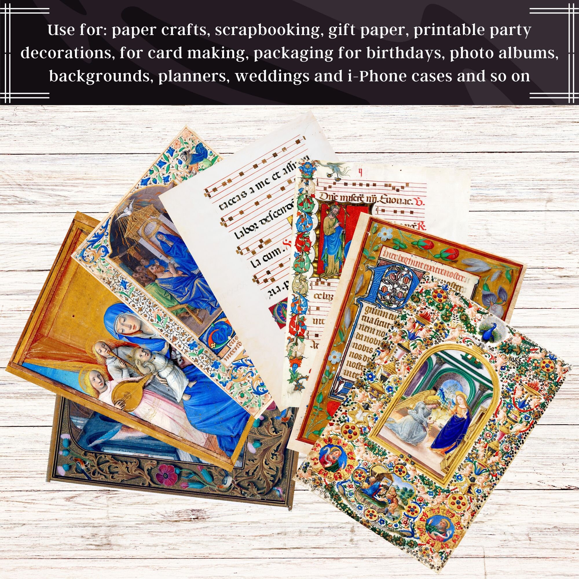 Illuminated Manuscripts Bundle | 34 Medieval Junk Journal Pages | HQ ...