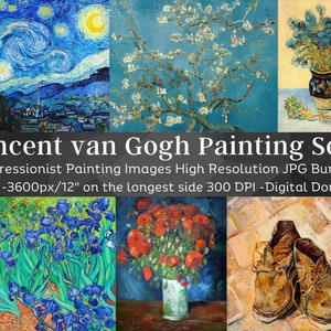 Vincent van Gogh Paintings | 26 HQ Printable Art Decor Set 1 | Classic Painting Images| Living Room Impressionist Wall Art| Digital Download
