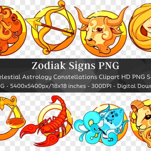 Zodiac Sign Clipart 12 PNG| Aries Taurus Gemini Cancer Leo Virgo Libra Scorpio Sagittarius Capricorn Aquarius Pisces Astrology Constellation