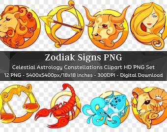 Zodiac Sign Clipart 12 PNG| Aries Taurus Gemini Cancer Leo Virgo Libra Scorpio Sagittarius Capricorn Aquarius Pisces Astrology Constellation