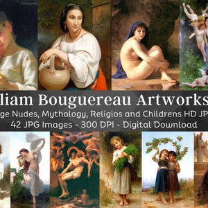 William Bouguereau Paintings| 42 HQ Digital Printable Image Set 3| Vintage Antique Victorian Classical Wall Art Collection| Instant Download