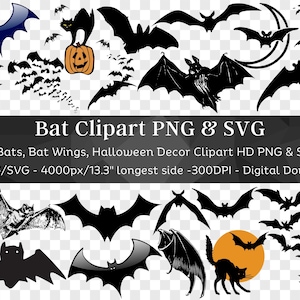 Nietoperz Clipart 25 PNG i SVG Bundle | Nietoperz Clipart Sylwetka Halloween Svg Upiorny Nocny Nietoperz Latające Nietoperze| Pliki Cięte dla Cricut | Pobieranie Cyfrowe