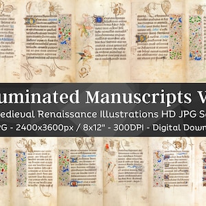Illuminated Manuscript 37 Medieval Renaissance Religious Illustrations V16 | Vintage Gothic Printable Junk Journal Pages | Instant Download