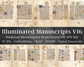 Illuminated Manuscript 37 Medieval Renaissance Religious Illustrations V16 | Vintage Gothic Printable Junk Journal Pages | Instant Download