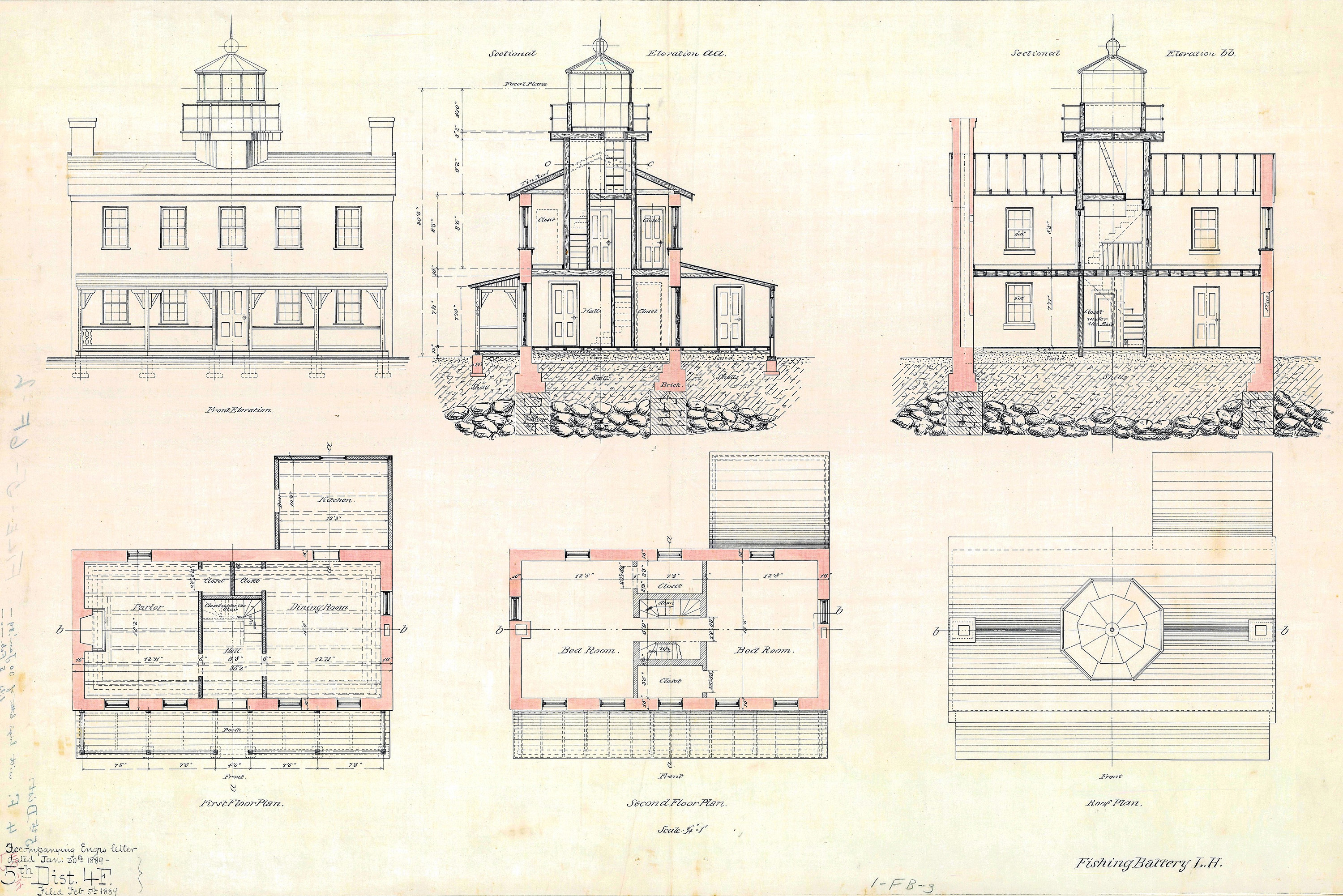 36 Vintage Lighthouse Blueprint Illustrations | Digital Architectural ...